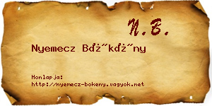 Nyemecz Bökény névjegykártya